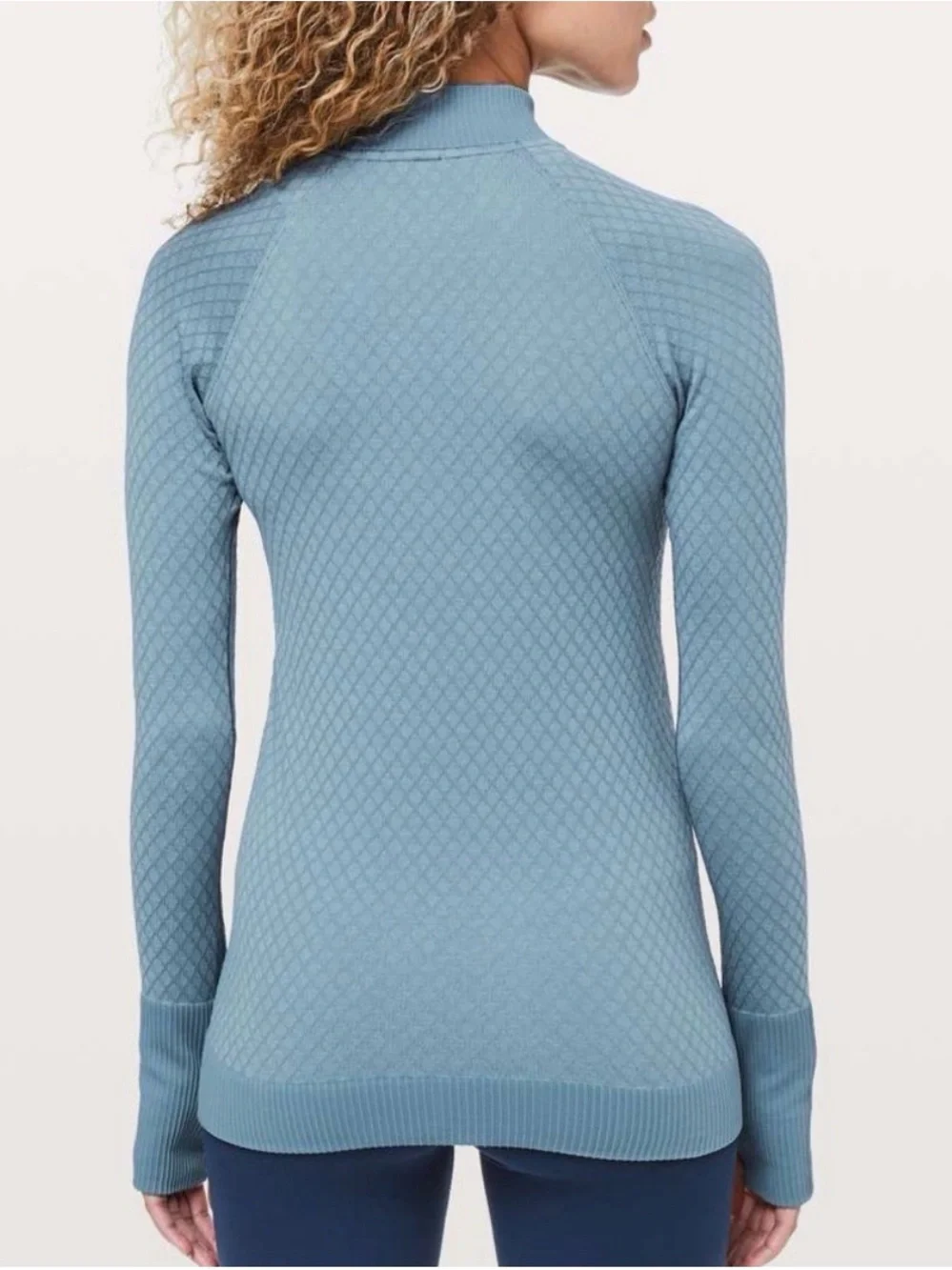 lululemon Slate Blue Rest Less Quilted Half-Zip Mock Neck Sweater - Picture 4 of 10